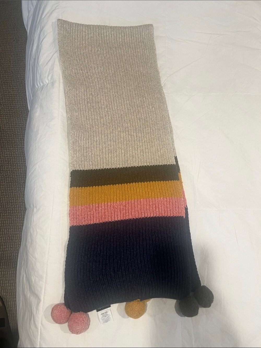 MADEWELL STRIPED POM-POM OVERSIZED SCARF IN MERINO BLEND
